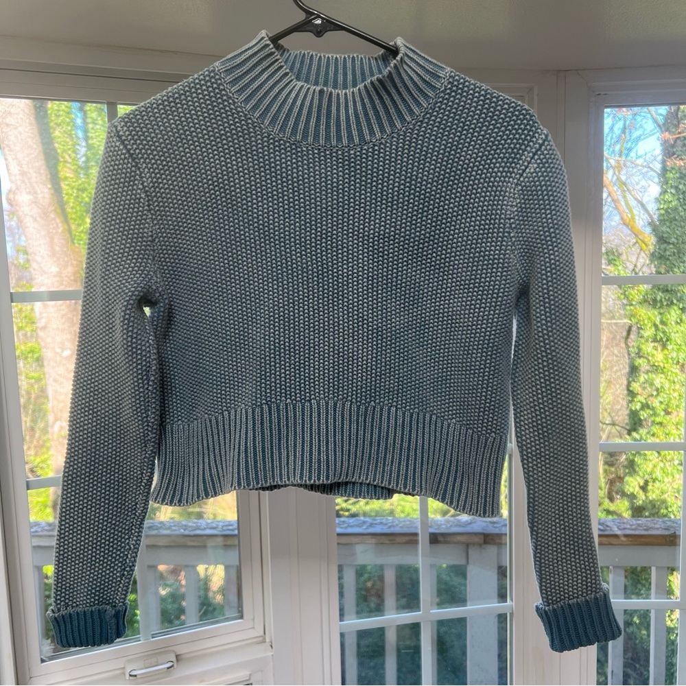 Kendal & Kylie blue knit sweater with mock collar